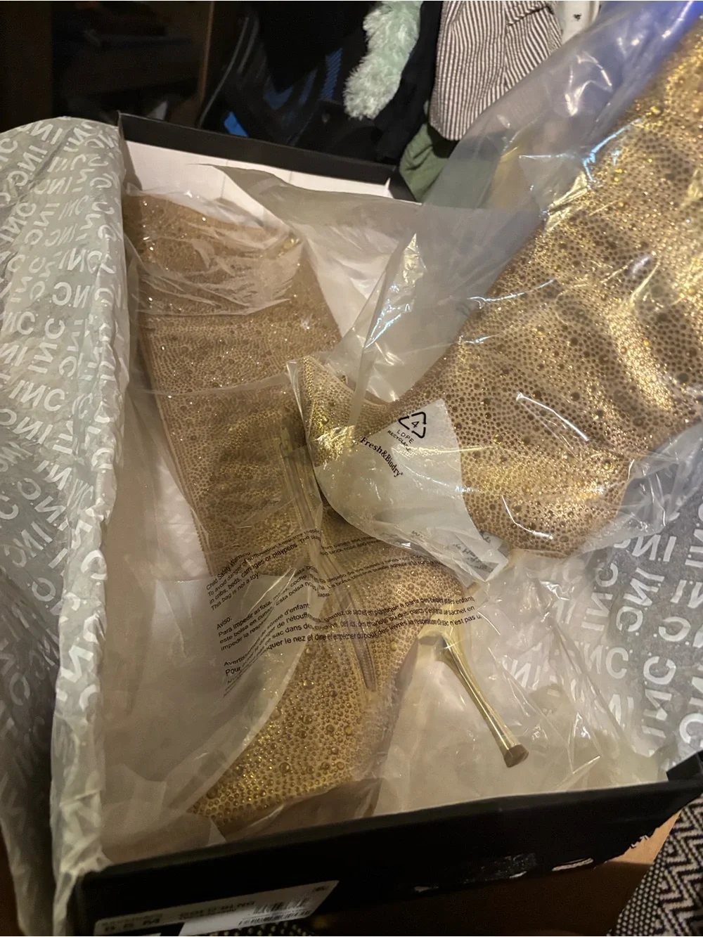 INC International Concepts Gold Sparkle Over-the-Knee Stiletto Boots